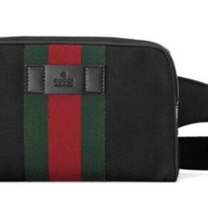 Authentic / New GUCCI 630919 Nylon WEB Red Green Waist Belt Bag / Fanny Pack
